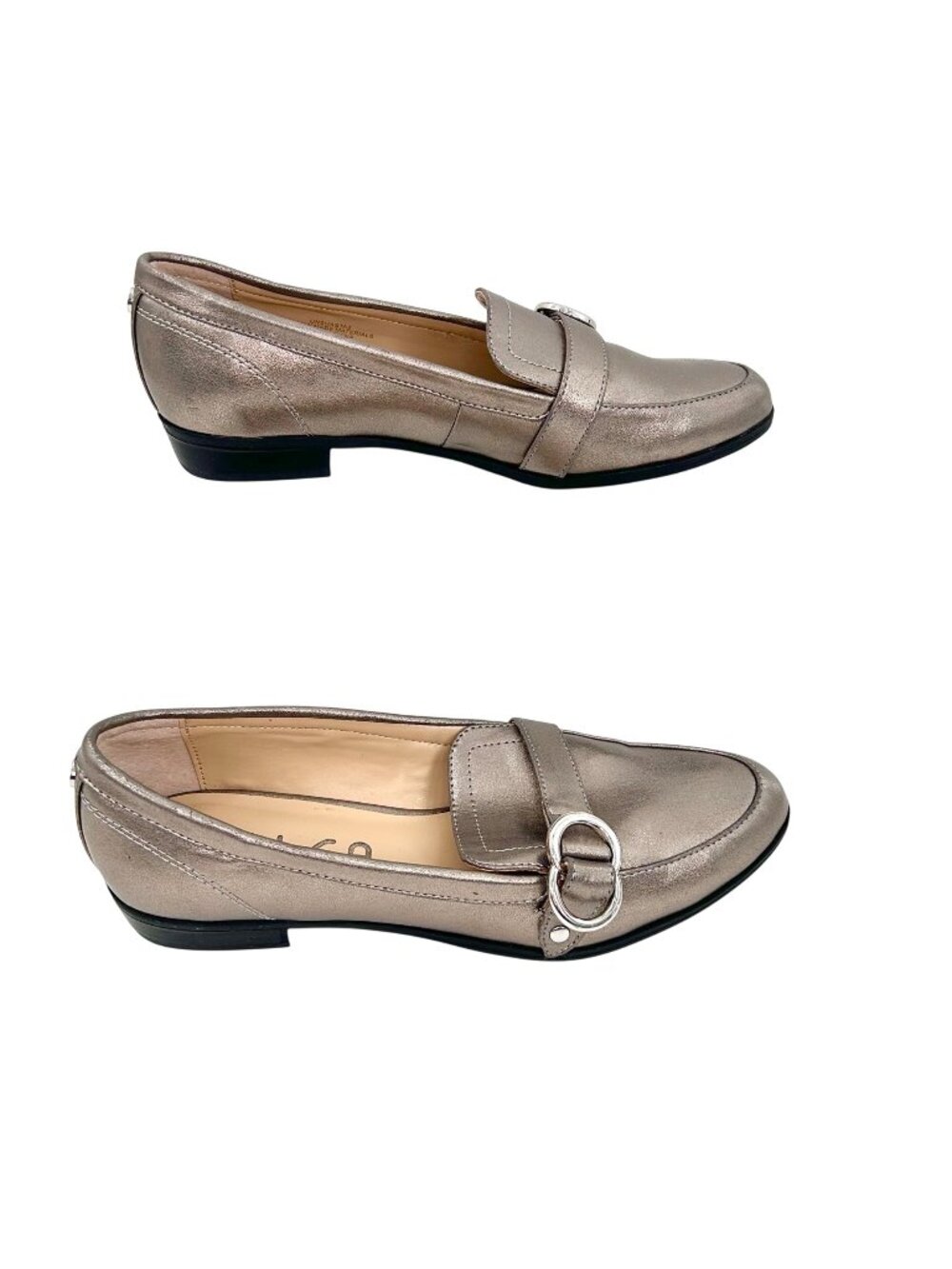 UNISA UNSHASTA2 METALLIC PEWTER LOAFERS W/ SILVER HARDWARE - 7.5